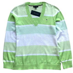 Tommy Hilfiger Women's Striped V-neck Sweater Size: XS